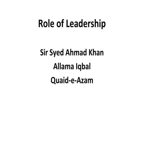 role of leadership - sir syed ahmad khan - allama iqbal - quaid-e-azam muhamm...