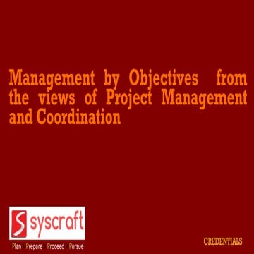 Management by Objectives from the views of Project Management and Coordination