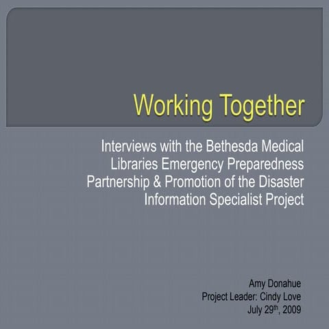 Bethesda Medical Libraries Emergency Preparedness Partnership