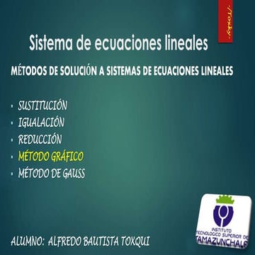 METODO GRAFICO Sistema de ecuaciones lineales