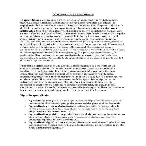 Sistema de aprendizaje