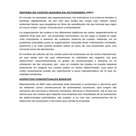 Sistema de costeo basado en actividades