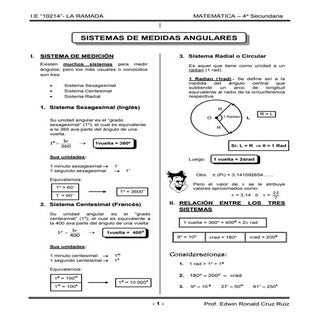 SISTEMA DE MEDIDAS ANGULARES I