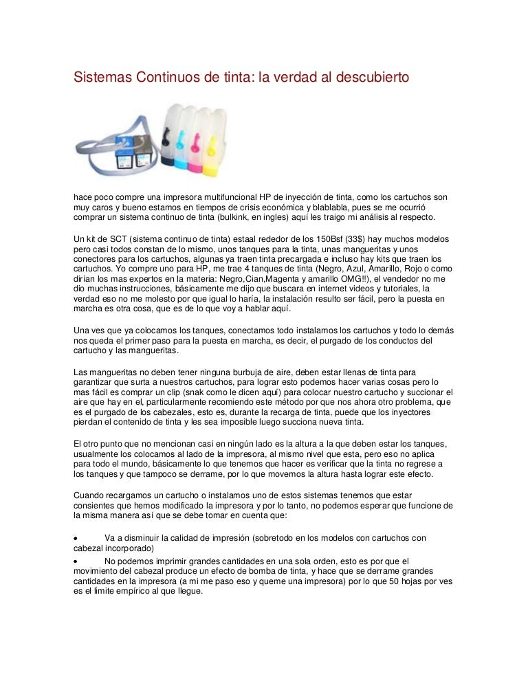 Sistema de tinta continua