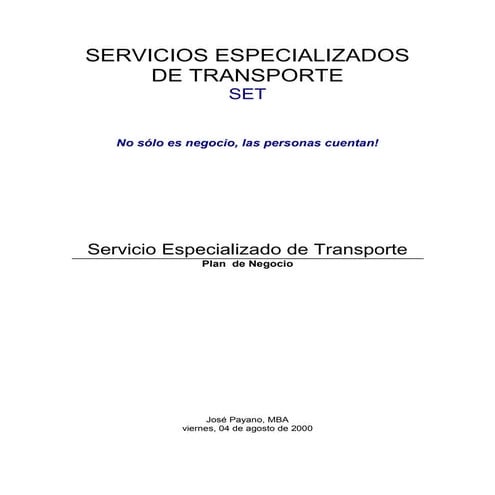 Sistema especializado de transporte   set - fact sheet