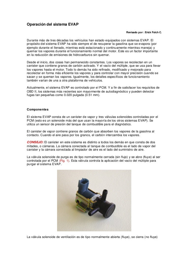 Sistema evap elementos