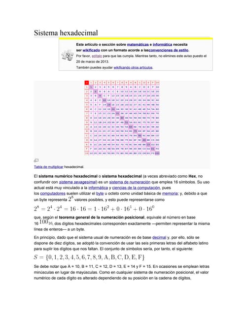 Sistema hexadecimal | PPTX
