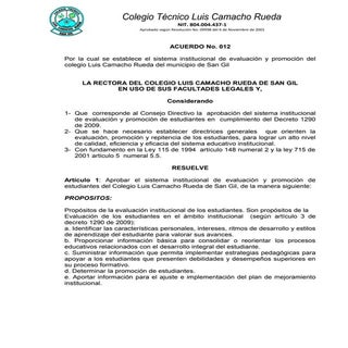 Sistema institucional de evaluacion...