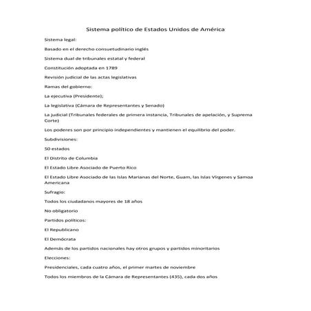 Sistema político de estados unidos de américa | ODT