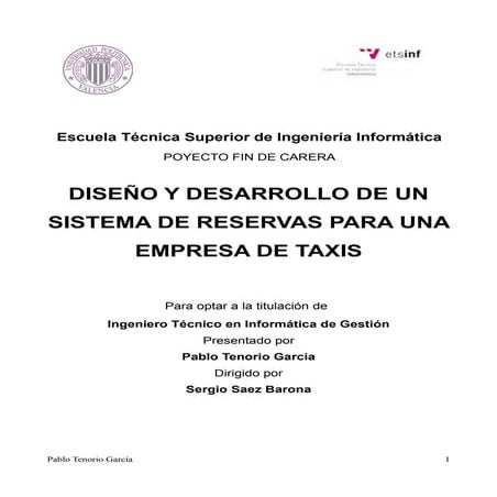 documento descriptivo de  sistema re reserva de taxis