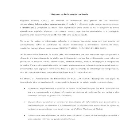 Sistemas de informação em saúde