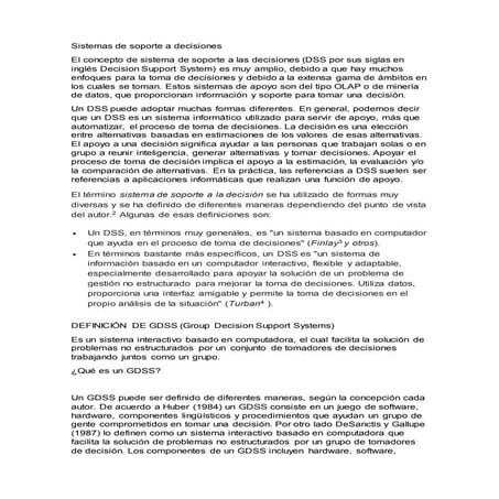 Sistemas de soporte a decisiones