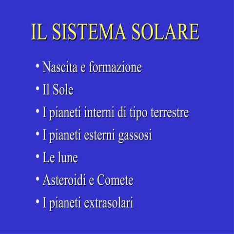 il sistema solare (semplificato)