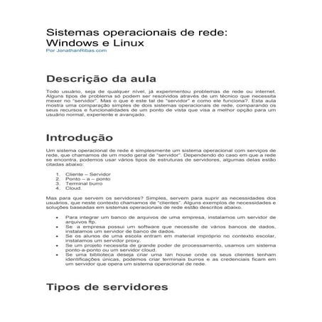 Sistemas operacionais de redes II