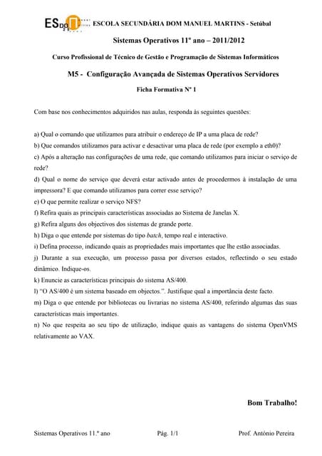 Sistemas operativos m5  11º ano - f...