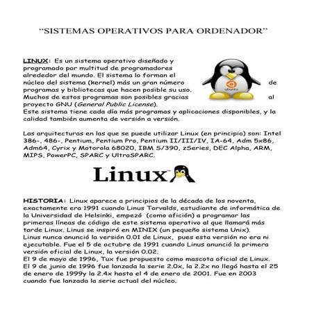 "Sistemas operativos para ordenador"