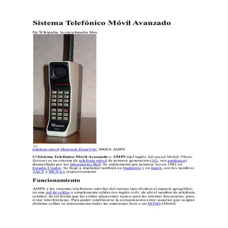 Sistema telefónico móvil avanzado AMPS