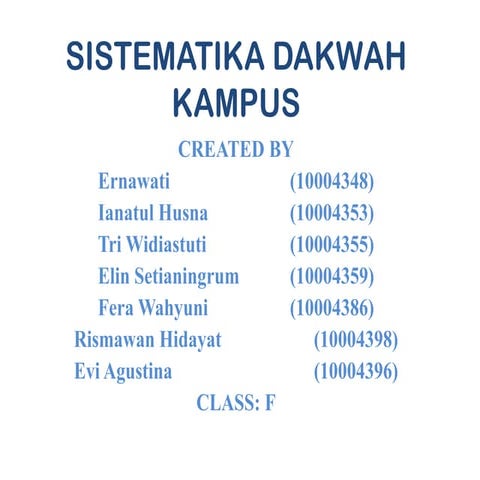 Sistematika Dakwah Kampus