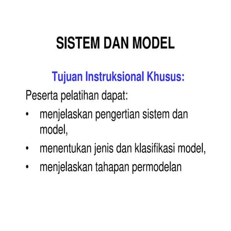 Sistem dan model