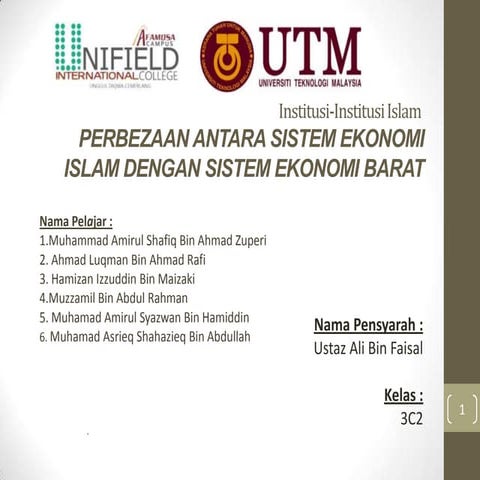 Institusi-Institusi Islam-Perbezaan Antara Sistem Ekonomi Islam Dengan Sistem...