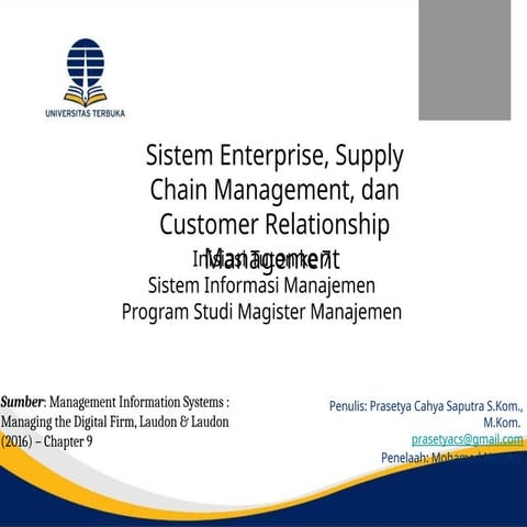 Sistem Enterprise Supply Chain Management dan Customer Relationship Managemen...