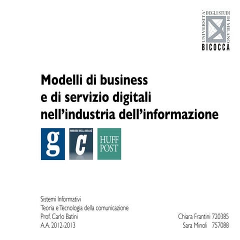 Modelli di business e di servizio digitali nell'industria dell'informazione