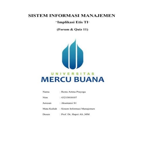 SIM - Pentingnya Keamanan Sistem Informasi Manajemen & Etika dalam ...