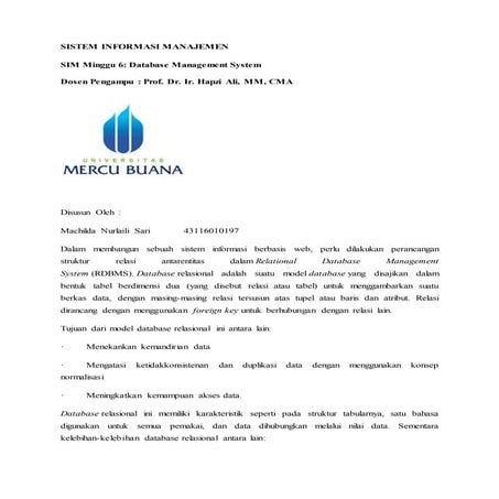 tugas machilda SIM Minggu 6: Database Management System 