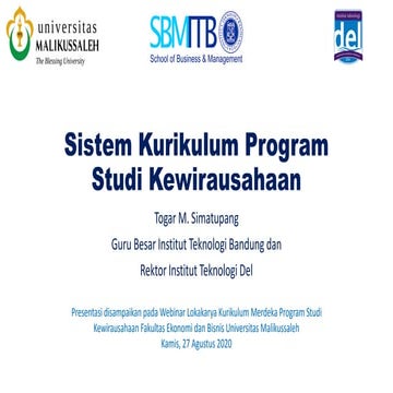 Sistem Kurikulum Kewirausahaan (Entrepreneurship Curriculum)