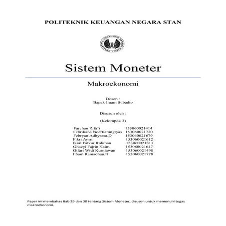 Sistem Moneter (Bab 29 dan 30)