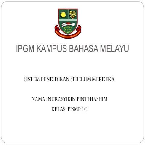 Sistem pendidikan sebelum