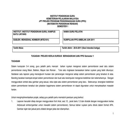 Sistem penomboran   mte3101