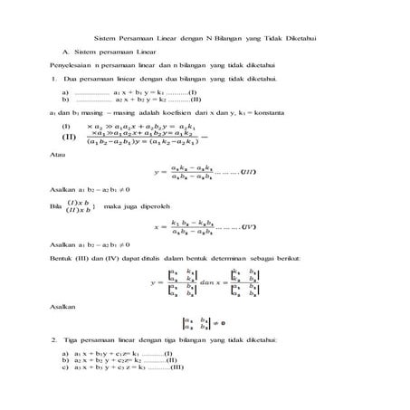 SPL m persamaan linear dengan n bilangan yang tidak diketahui part 2