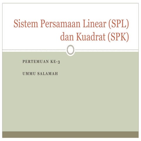 Sistem persamaan linear (spl)