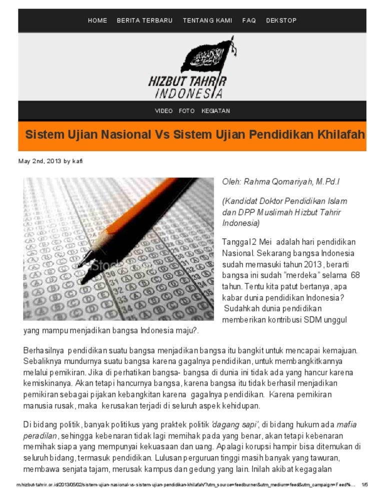 Sistem ujian nasional vs Sistem Ujian Pendidikan Khilafah
