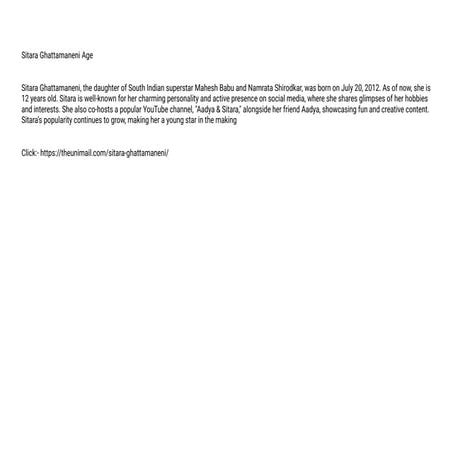 Sitara Ghattamaneni Age, Height, Weight, Education, Family, Films, Songs, Bio/Wiki, & More