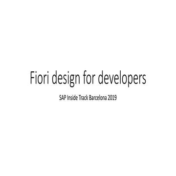 Fiori Design for Developers - sitBCN 2019