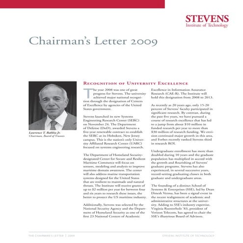 Stevens President's Letter 2006 | PDF