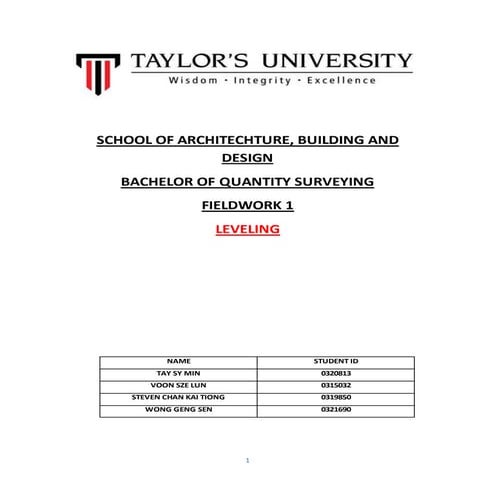 Fieldwork 1 (leveling)