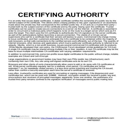 CERTIFYING AUTHORITY