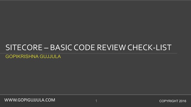 Sitecore code review checklist