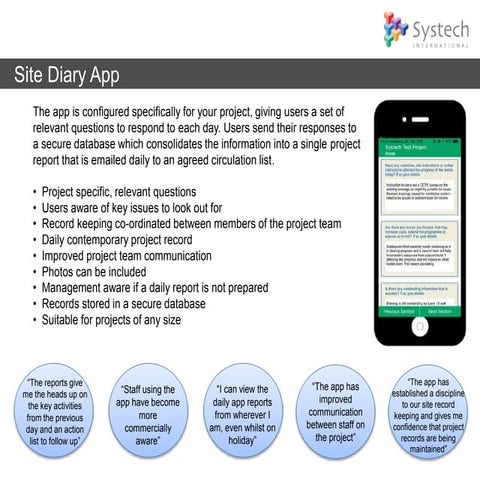 Site diary app slide