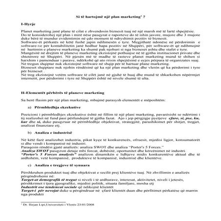 Si Te Hartojme Nje Plan Marketing