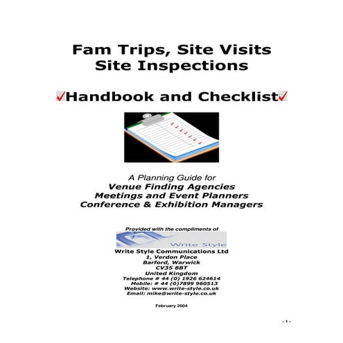 Guide to Site Inspections & Familiarization Trips | PDF
