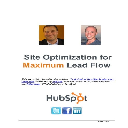 Site Optimization For Maximum Lead Flow
