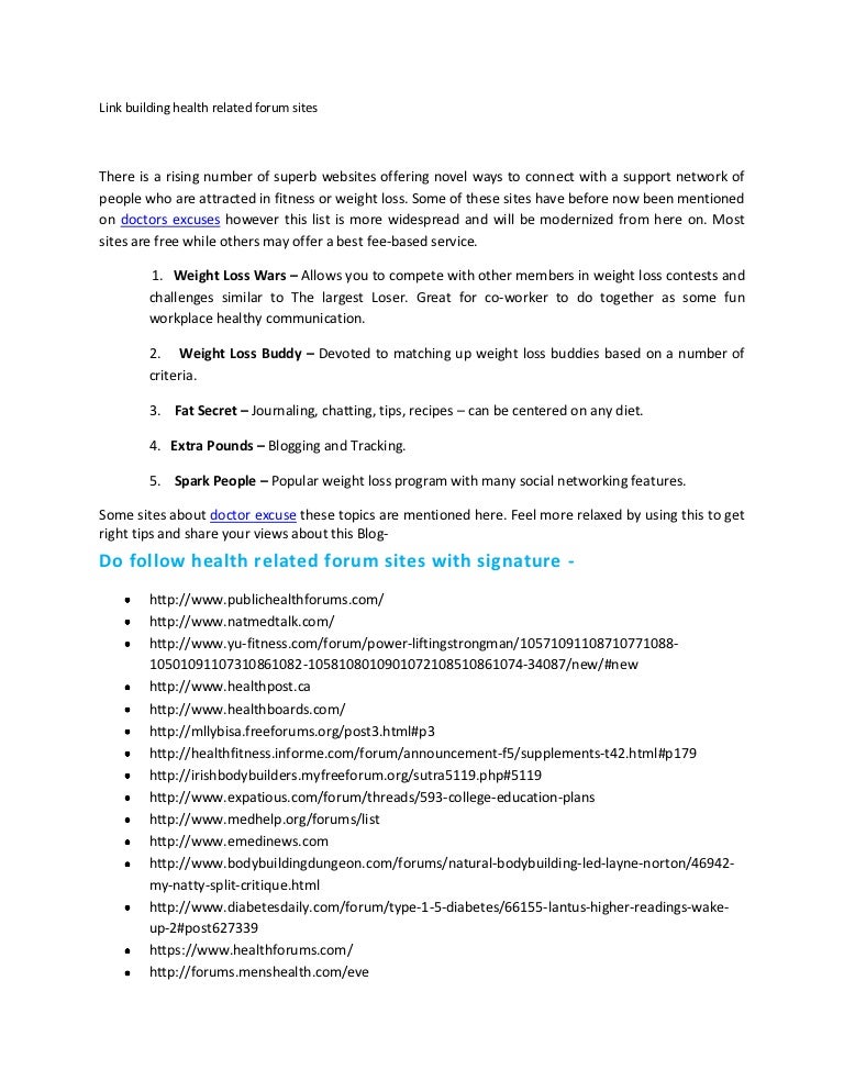 For Link Building Health Related Forum Sites