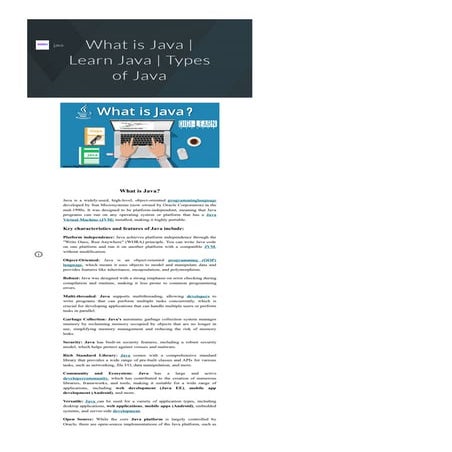 What is Java | Learn Java | Types of Java | PDF