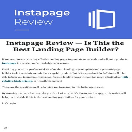 Instapage Review — Is This the Best Landing Page Builder?