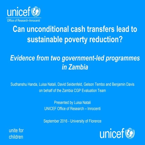 Can unconditional cash transfers lead to sustainable poverty reduction?