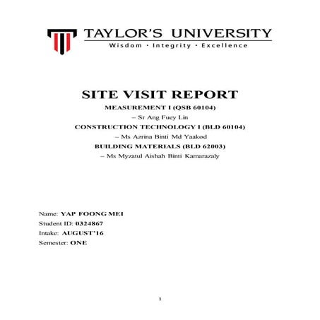Site visit report
